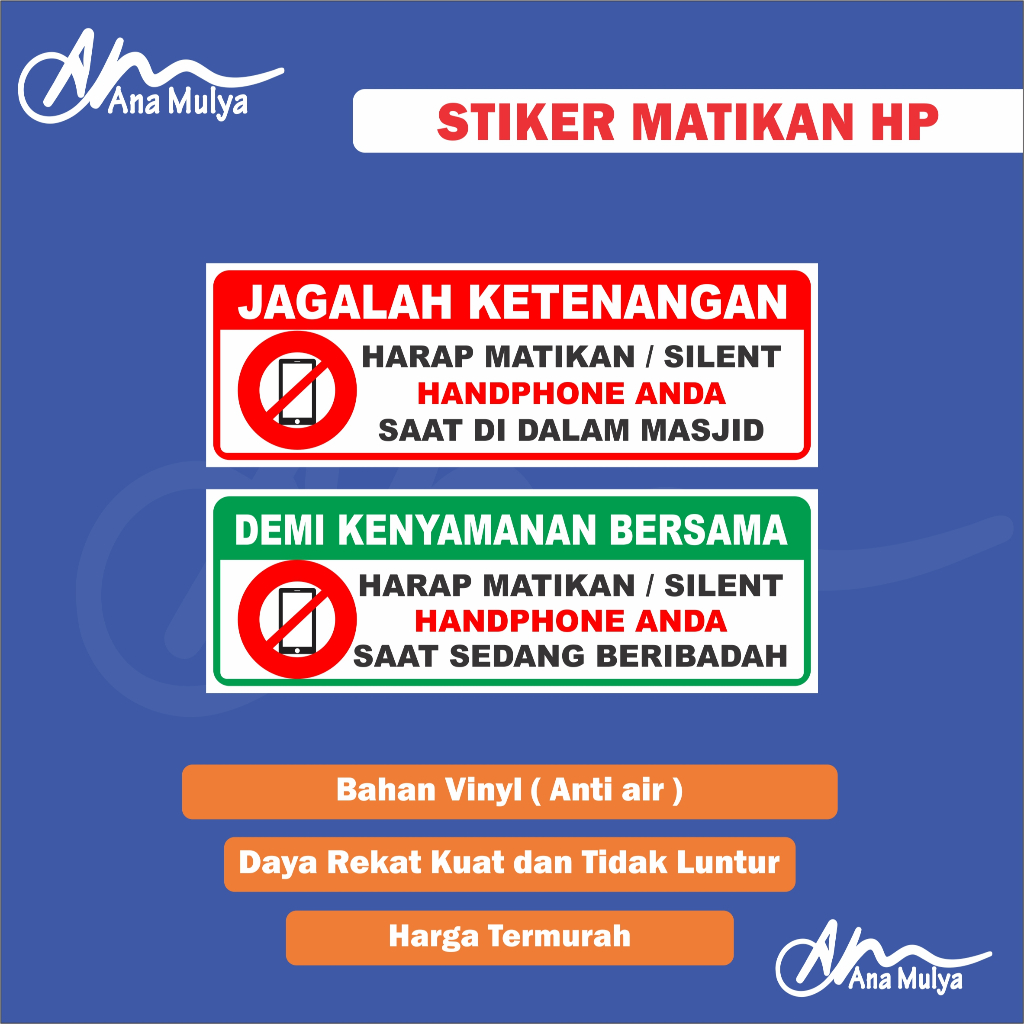 

STICKER VINYL ANA MULYA STIKER MATIKAN HP SAAT BERIBADAH / STIKER MATIKAN HP
