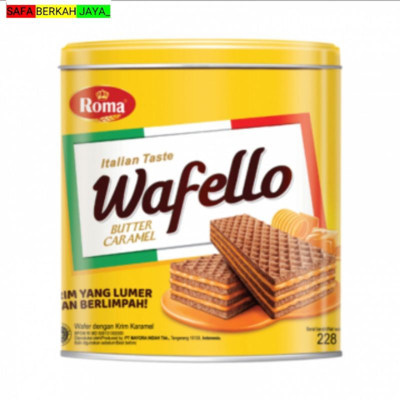 

Roma Wafello Butter Caramel Kaleng 228g