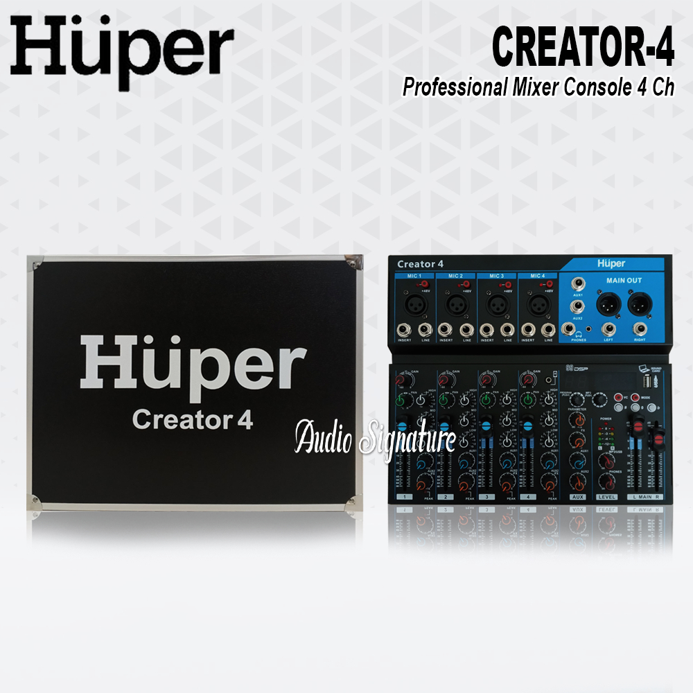 Mixer 4 Channel HUPER CREATOR 4 | CREATOR4 Original Fitur ( KEY CONTROL )
