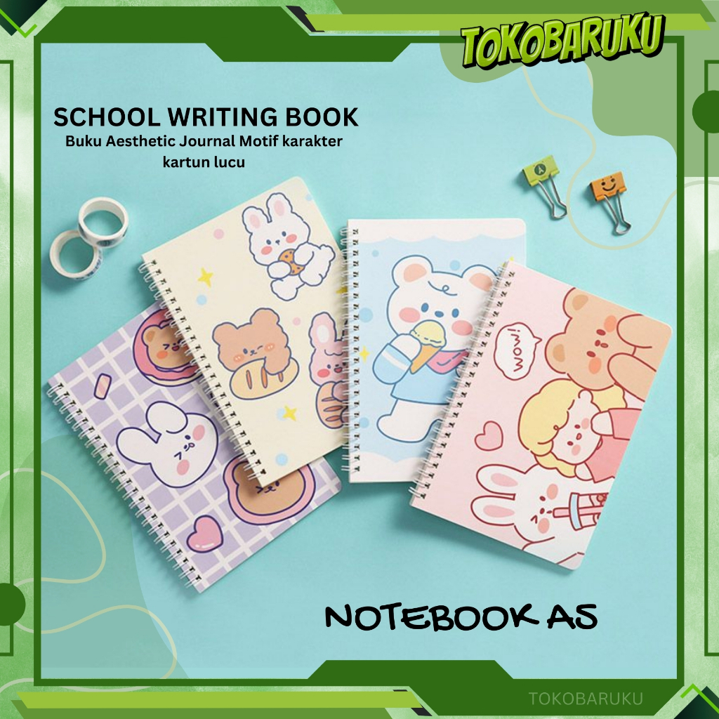 

(KEYA) 60 Lembar Buku Tulis Sekolah Mini A5 Buku Catatan Motif Lucu Import Notebook Cute