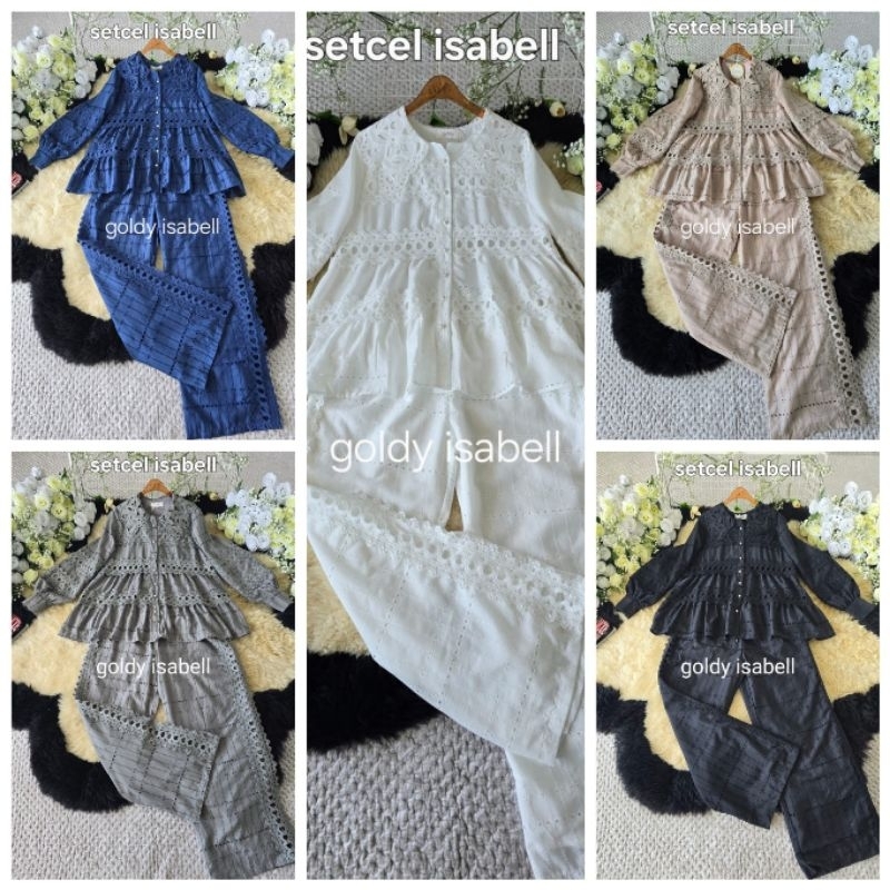 One Set Setcel Katbol Katun Bolong Bordir Stelan Premium Goldy Isabell (FCOI1453)