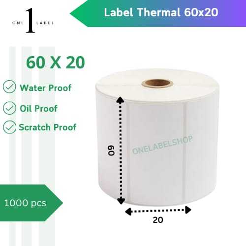 

ONELABEL Label Sticker Thermal 60 X 20 isi1000