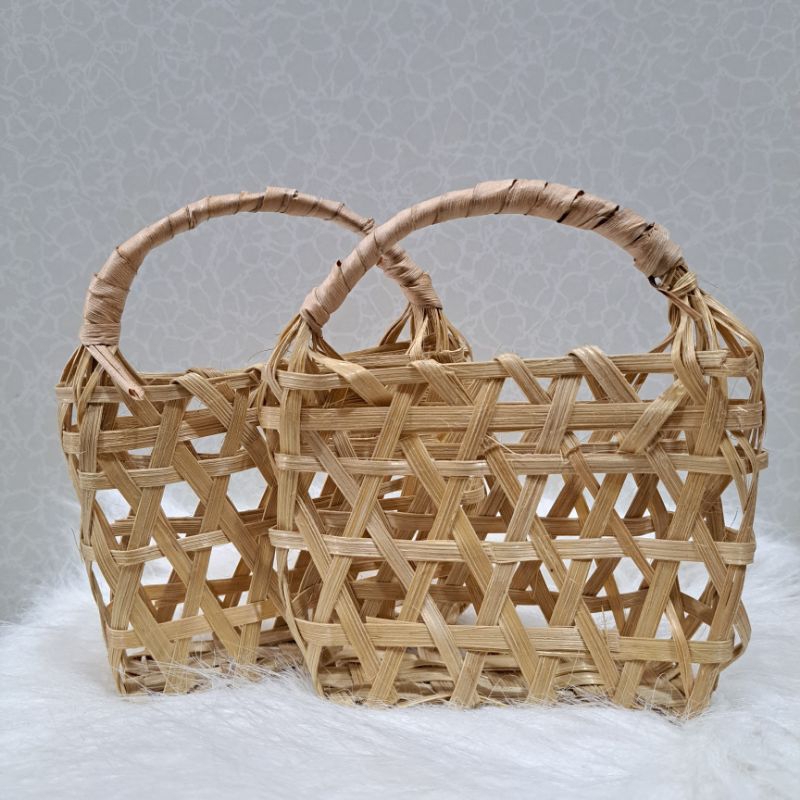 tas anyaman bambu mini