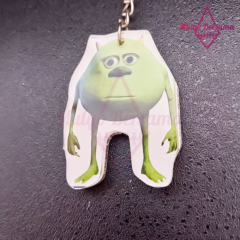 Ganci Keychain Meme Mike Wazowski Monster Gantungan Kunci Akrilik Bolak Balik - Mulyo Bersama