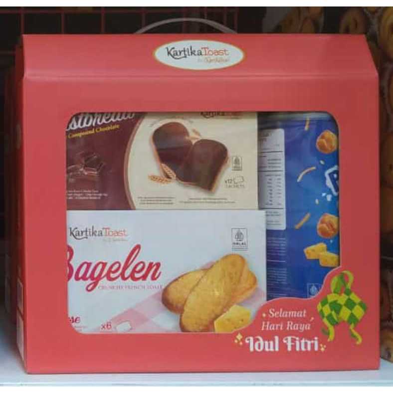 

2025 HAMPERS LEBARAN IDUL FITRI KARTIKA TOAST GIFT BOX TENTENG KUE KERING COKLAT BAGELEN