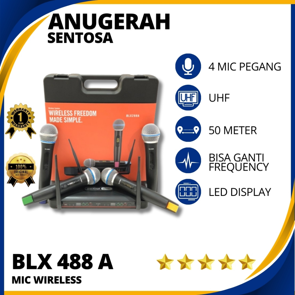 Mic Wireless BLX 488 A Isi 4 Mic Pegang Original
