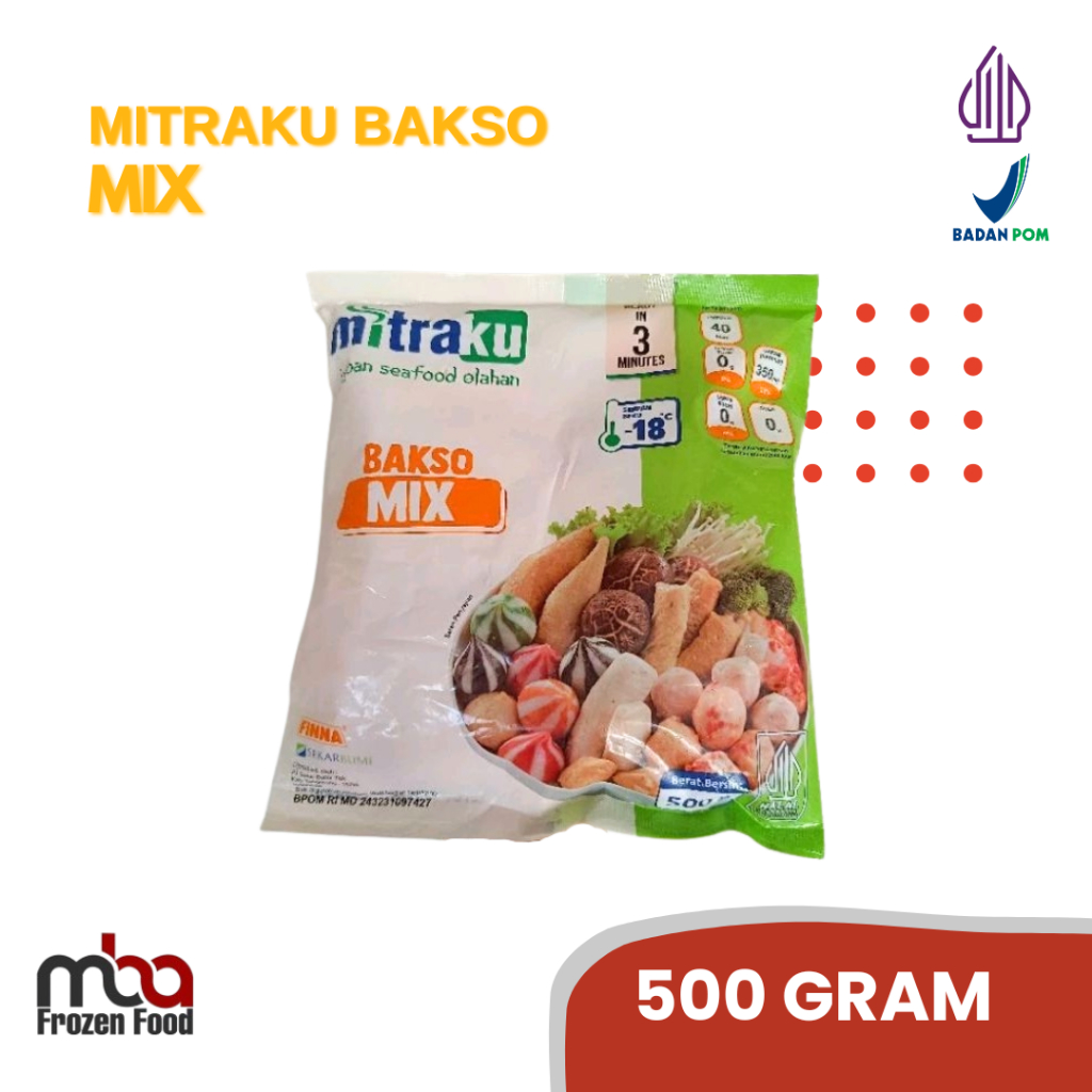 

Bakso / Baso Ikan Campur (MIX) Mitraku 500gr /Siomay /Ikan /Nugget /Dimsum /Frozenfood /Makananringan /Camilan /OlahanIkan /Oleholeh /Steamboat /Grill /Gorengan /Dumpling /Bakso /Baksoikan