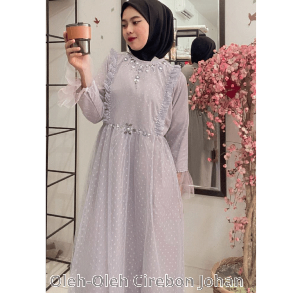 Gamis Tile Import - Gamis Polkadot Premium - Gamis Kece Terkini - Gamis Payet