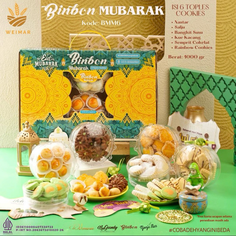 

Binbon Mubarak - Isi 6 Toples Hampers Lebaran Paket Kue Kering