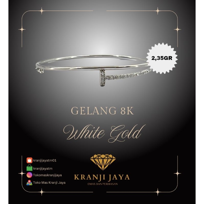gelang tifanny emas putih 8k