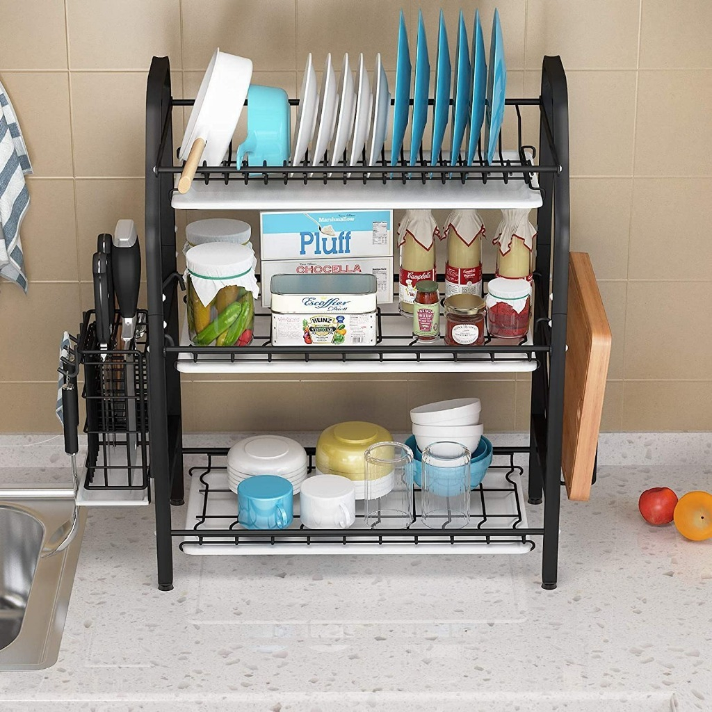 Rak Piring Gelas Tempat Piring Dish Drainer 3 Layer Rak Dapur Serbaguna