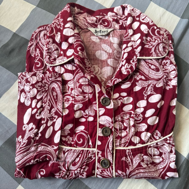 [ ready stock ] Tamara Tunic Tunik atasan kemeja shirt maroon batik katun Jest Court merah motif ker