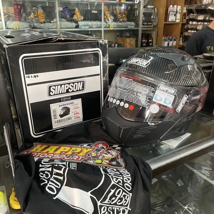 Helm modular carbon dual visor Simpson Darksome Gen2 Matt DOT ori