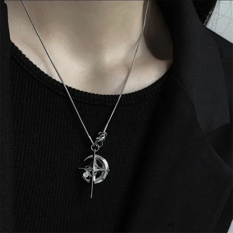 AURAVIBE-Kalung dengan gantungan liontin salib, terbuat dari titanium, memberikan kesan mewah dan el