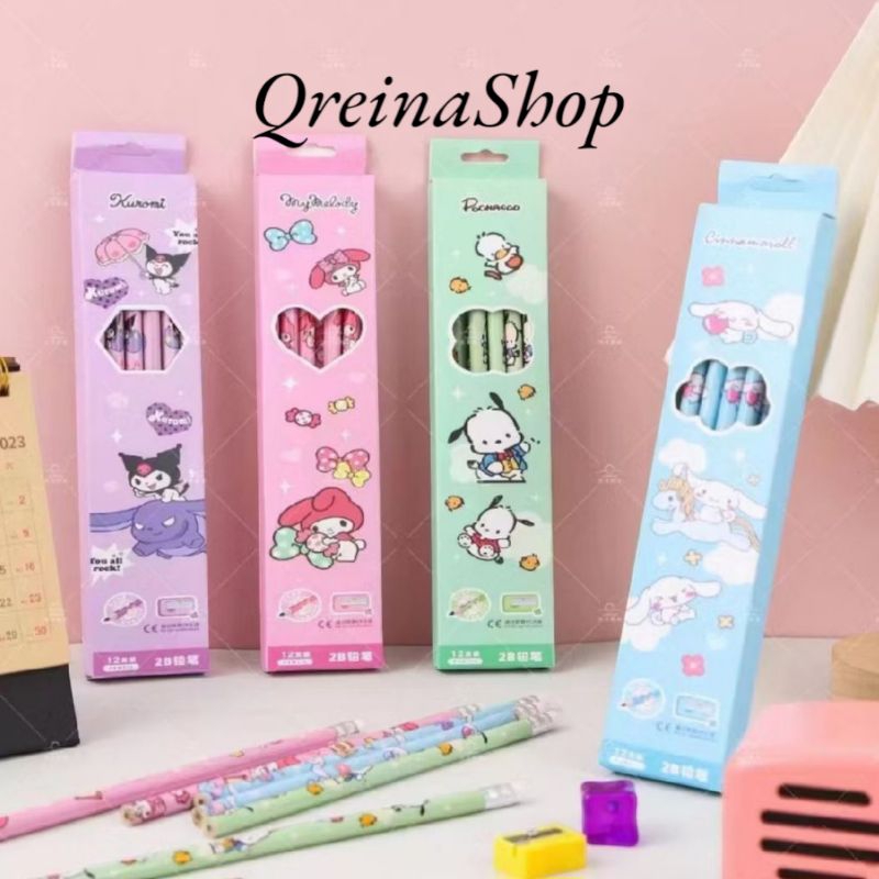

#Qreinashop Pensil Sanri0 Karakter || Pensil Anak Sekolah Karakter Lucu || Pensil Motif Kawaii Dengan Penghapus Kecil 3661