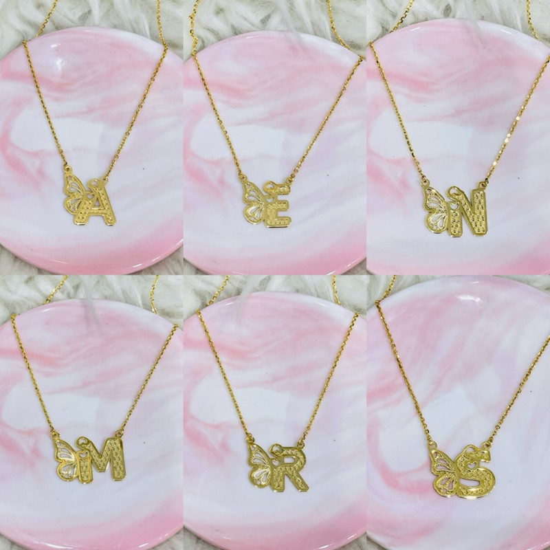 kalung fancy kupu kupu huruf A E N M R S cantik emas asli kadar 700