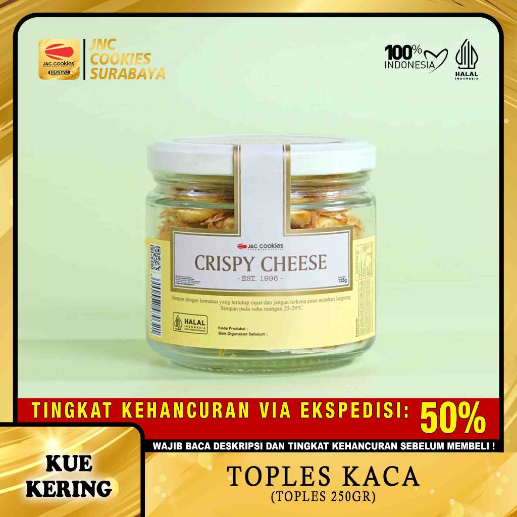 

Kue Kering Crispy Cheese (Toples Kaca) - Kue Kering JNC Cookies Surabaya - J&C Cookies - Home Made Cookies - Kue Lebaran Kue Kering Lebaran Kue Kering Idul Fitri Kue Kering Idul Adha Kue Natal Kue Kering Natal Kue ina Cookies Premium Kue Kering Premium