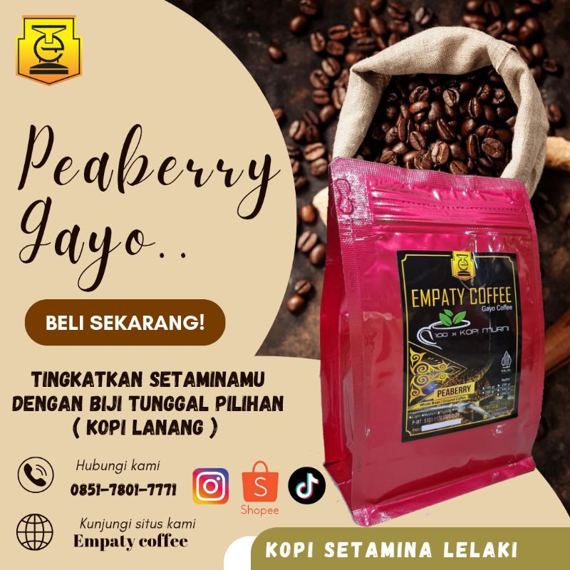 

KOPI GAYO PEABERRY COFFEE ARABICA ( KOPI LANANG ) || 200 gr.
