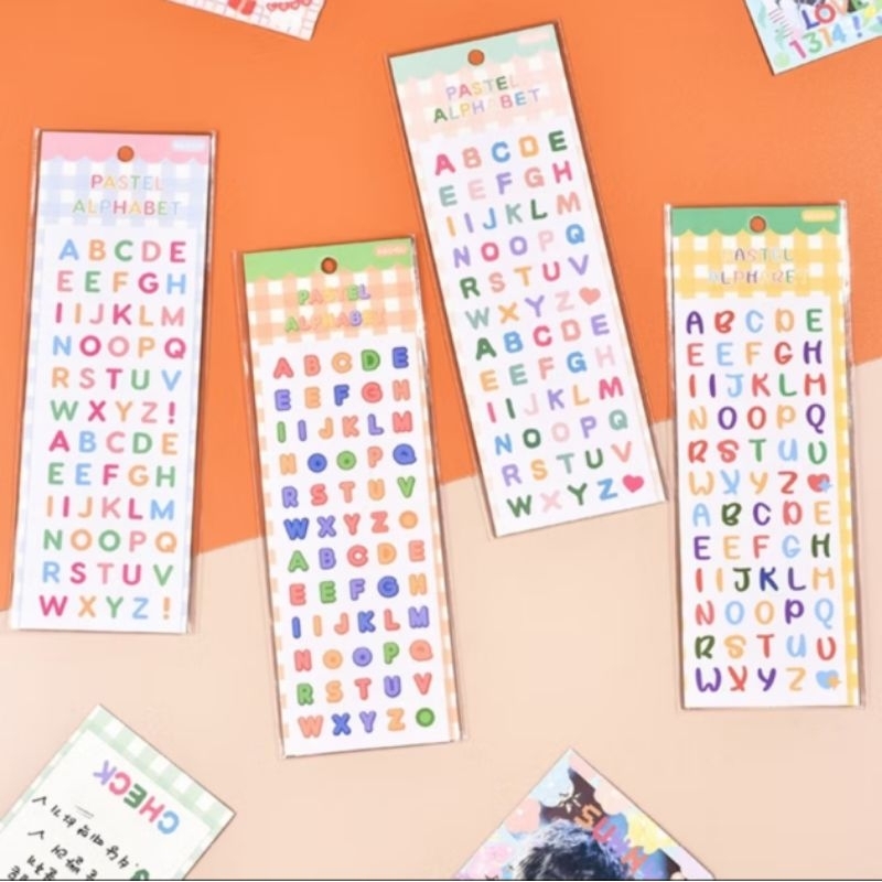 

2 lmbr stiker agugu / number alphabet sticker cute colorful hias dekor jurnal planner huruf angka diary buku catatan