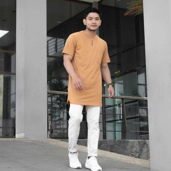 KODE G28J Original Kaos Ahad Islami Kaos Gamis Zipper  Kaos Kurta  Kurta Pria  Kurta Lengan Pendek