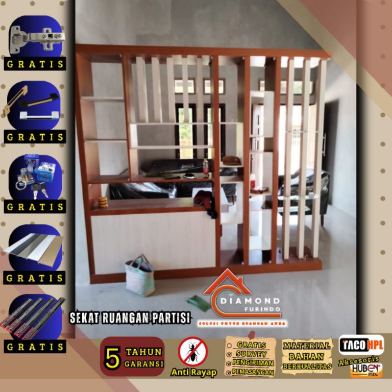 Sekat Ruangan/Partisi 2 muka custom minimalist Tebal .bahan multiplek 12mm Finishing Luar HPL TACO