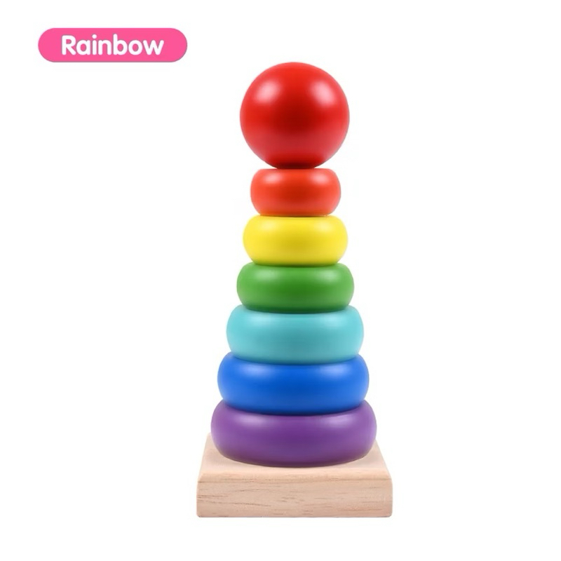 Mainan Donat Susun/Mainan Tower Menara/Ring Donat Roda Susun Rainbow / Ring Donat Roda/Menara