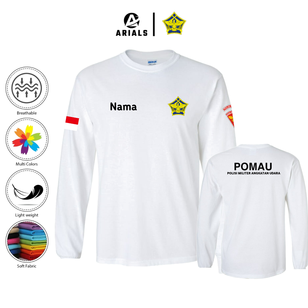 Arials Kaos Baju Lengan Panjang POMAU Polisi Militer Angkatan Udara