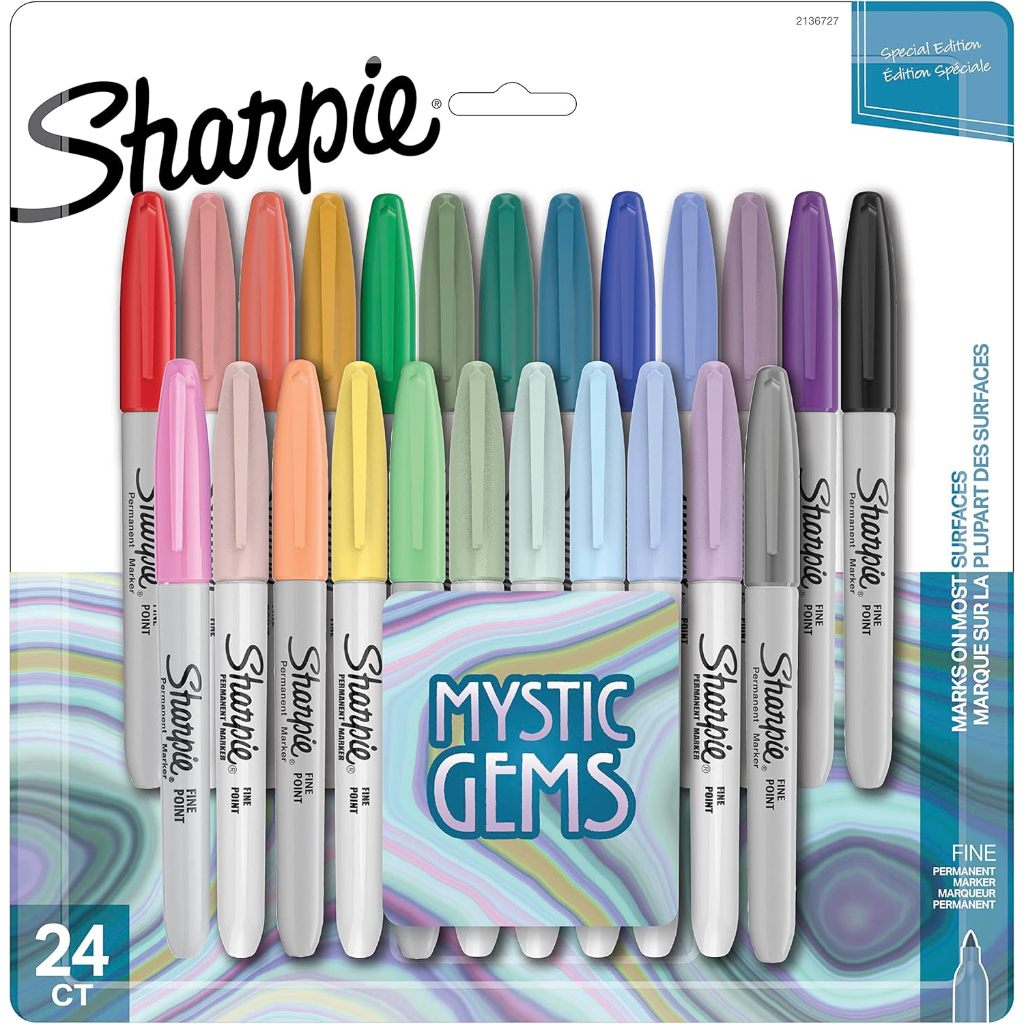 

Sharpie Mystic Gem Permanent Markers Set 24 pcs, FINE TIP, 24 Count Spidol marker 24 warna