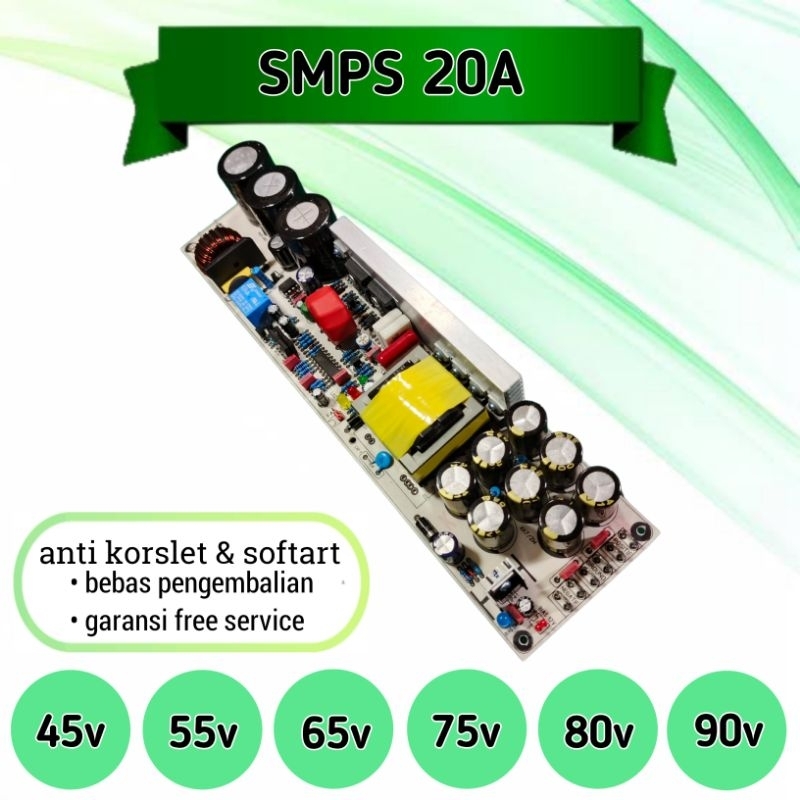 Trafo smps 20a daya 2500w CT 45v 55v 65v 75v 80v 90v power supply unit for audio 20 amper volt dc