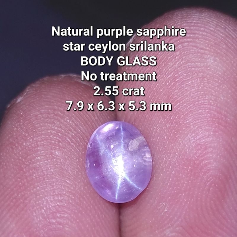 Natural purple sapphire star ceylon srilanka BODY GLASS Safir