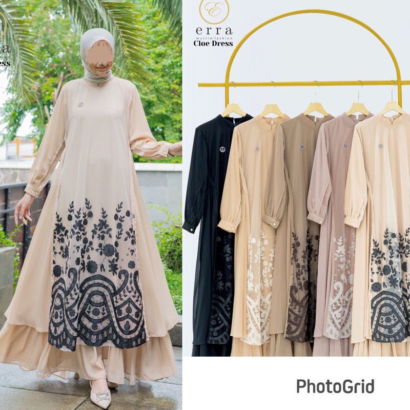 cloe dress by erra id/gamis mewah koleksi lebaran/bisa cod