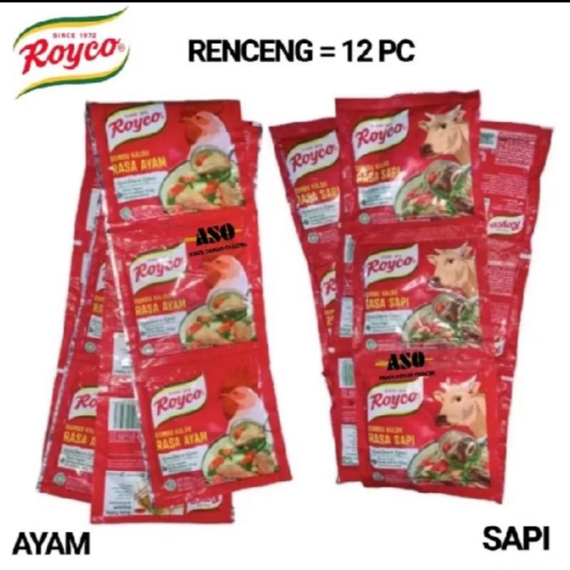 

ROYKO bumbu penyedap 9gr kaldu ayam sapi renceng (12sachet)