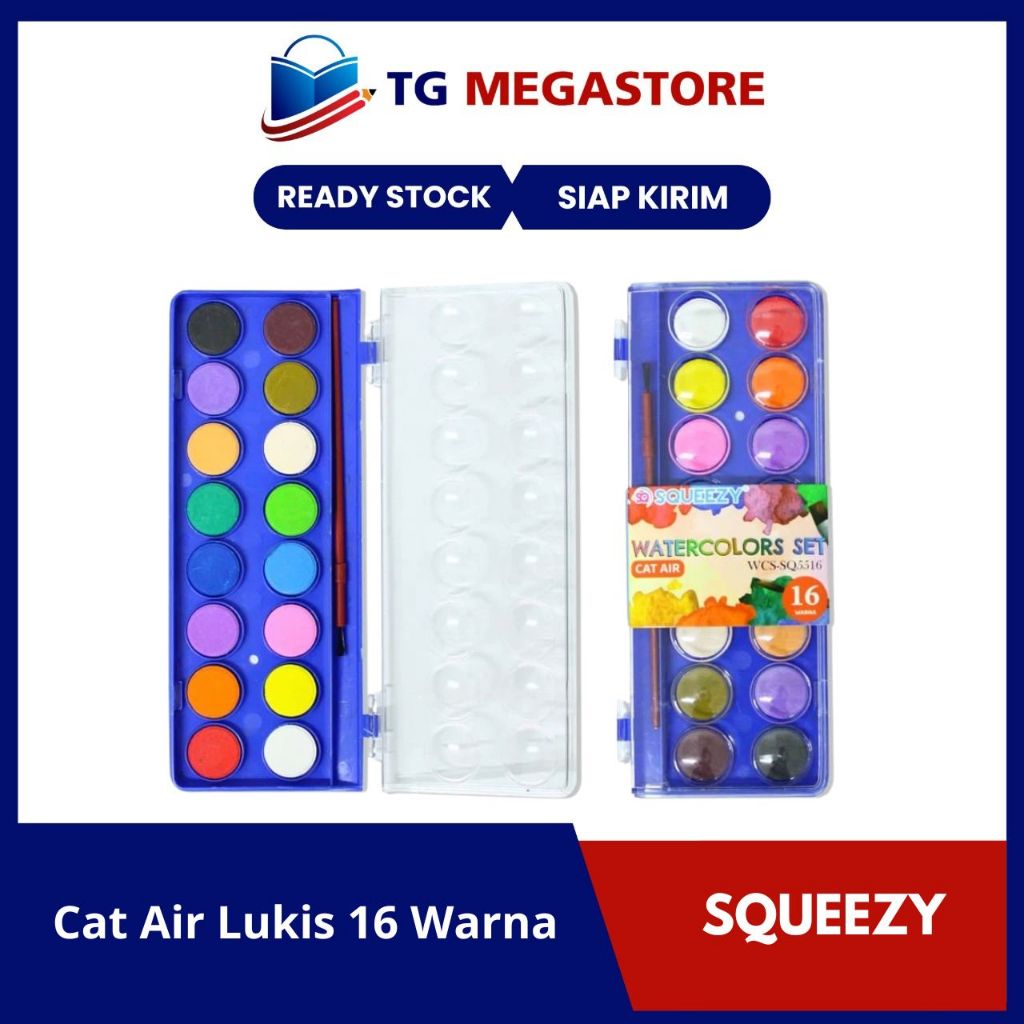 

Cat Air Lukis Anak Watercolor Cake Squeezy 16 Warna WCS-SQ5516
