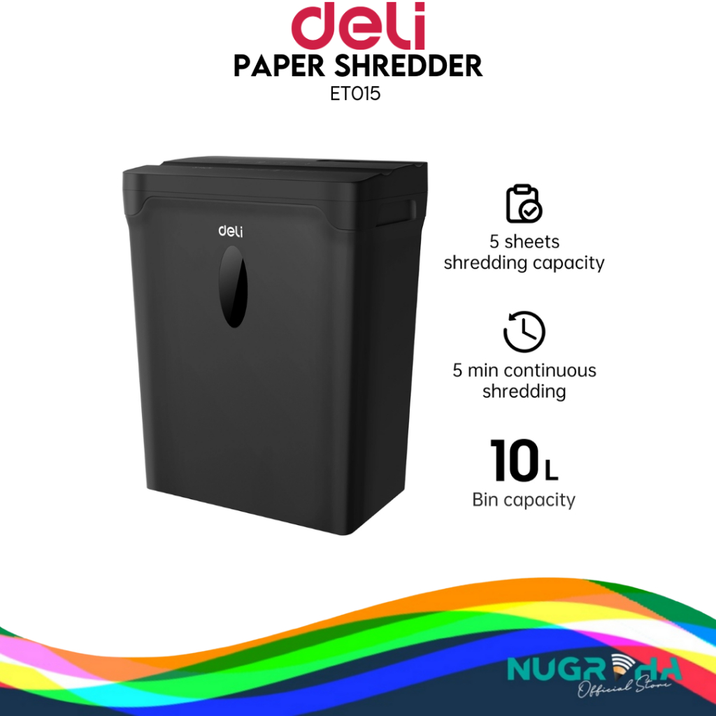 

Deli Mesin Penghancur Kertas / Paper Shredder 5 Lembar 5 Menit Non Stop ET015