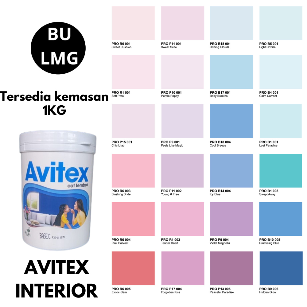 AVITEX 1KG TINTING | Cat Tembok, Plafon Interior Berkualitas | Bisa Request Warna (Avitex Tinting et