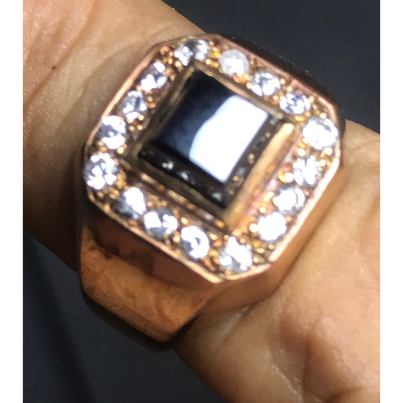 Cincin Laki Bahan Koin Copperzinc Batu Meteor Hitam