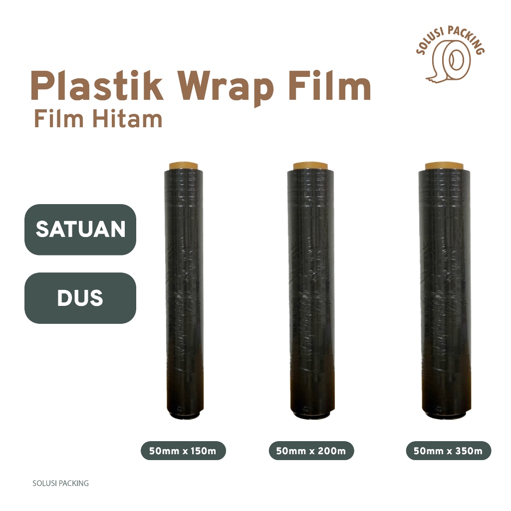 

Plastic Wrap Stretch Film Hitam - Lebar 50Cm Panjang 150m / 200m / 350m | Solusi Packing