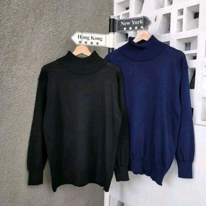 baju rajut pria / wanita LONG NECK BASIC atasan, pria, wanita, kerah panjang, rajut, knitwear, panja