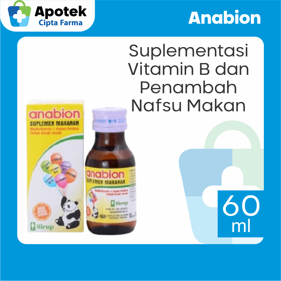 Anabion Suplemen Makanan Anak Vitamin B1 Vitamin B2 Vitamin B6 Vitamin B12 Nicotinamide Lysine Multi