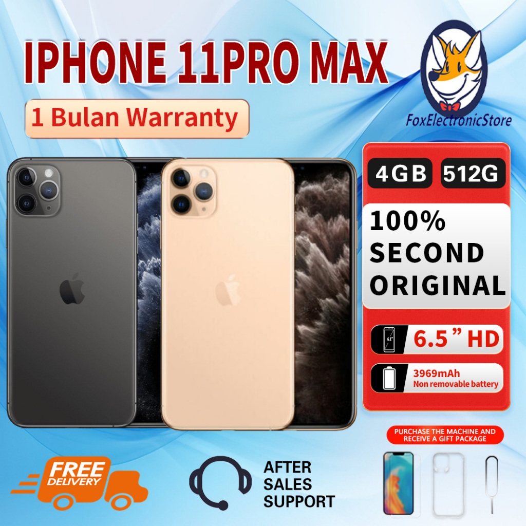 iPhone 11Pro Max 512GB Fullset Second Original100% 6.5"OLED-Ori Mulus Normal Like New Smartphone