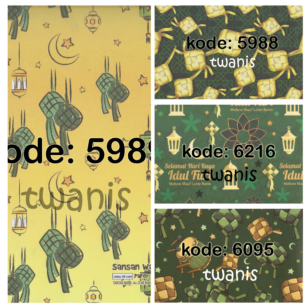 

Kertas Kado Lebaran Idulfitri SANWA isi 20 lembar (4 motif campur sesuai stok)