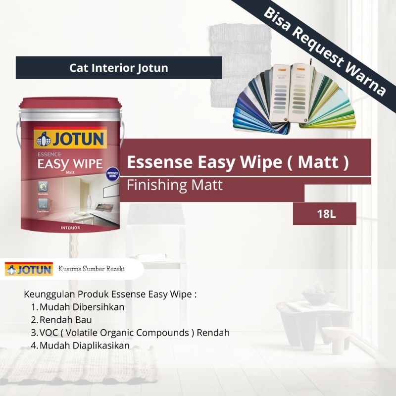 CAT DINDING DALAM JOTUN ESSENCE EASY WIPE FINISHING MATT UKURAN 18L - BISA REQUEST WARNA