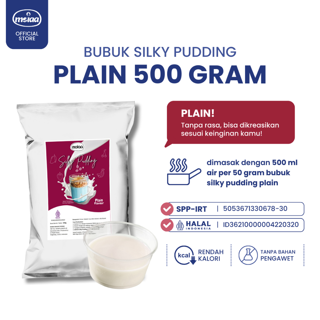 

MOIAA - Silky Pudding Plain 500 gram/ Bubuk Puding Tanpa Gula