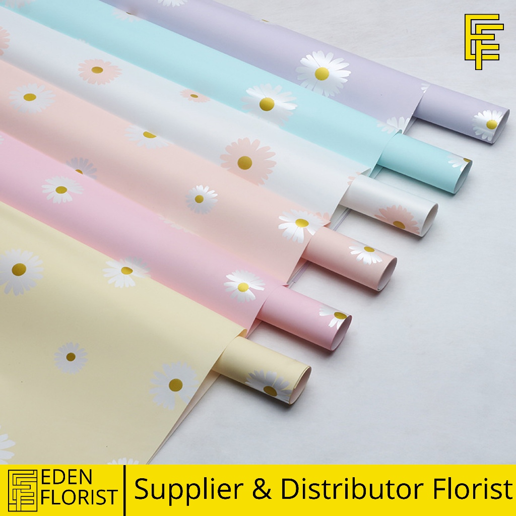 20 Lembar Flower Wrapping Paper Kertas Cellophane Buket Bunga Daisy COD KB6111