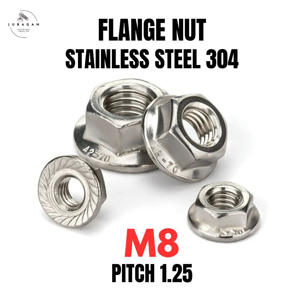 Mur Flange M8 SS304 / Mur Flange Stainless M8 / SUS 304 Flange Nut M8
