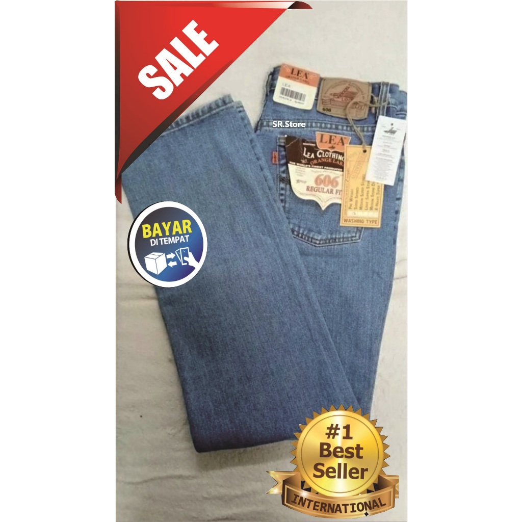 PROMO RAMADHAN CELANA JEANS LEA 606 TYPE REGULER FIT ORANGE LABEL FOR MENS 100% ORIGINAL WARNA Blue(