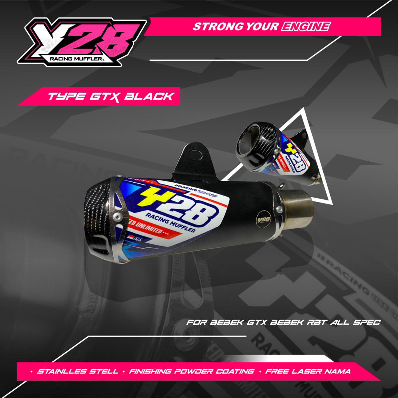 Silincer knalpot only Y28 RACING GTX-BLACK COATING