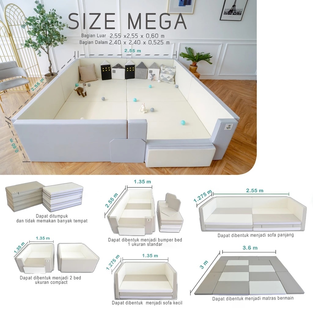 Gekobebe Adjustable Bumper Bed Mega Size