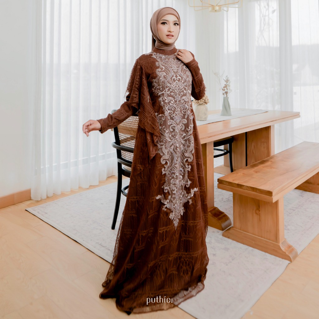 PUTHIC-RENATA DRESS-PRE ORDER-Gaun-Gamis-Pakaian Muslim-Lace Exclusive