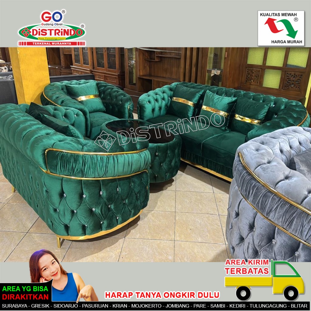DISTRINDO Sofa Tamu Mewah / Sofa Turki 211 + Meja  / 321 / Sofa Milenial